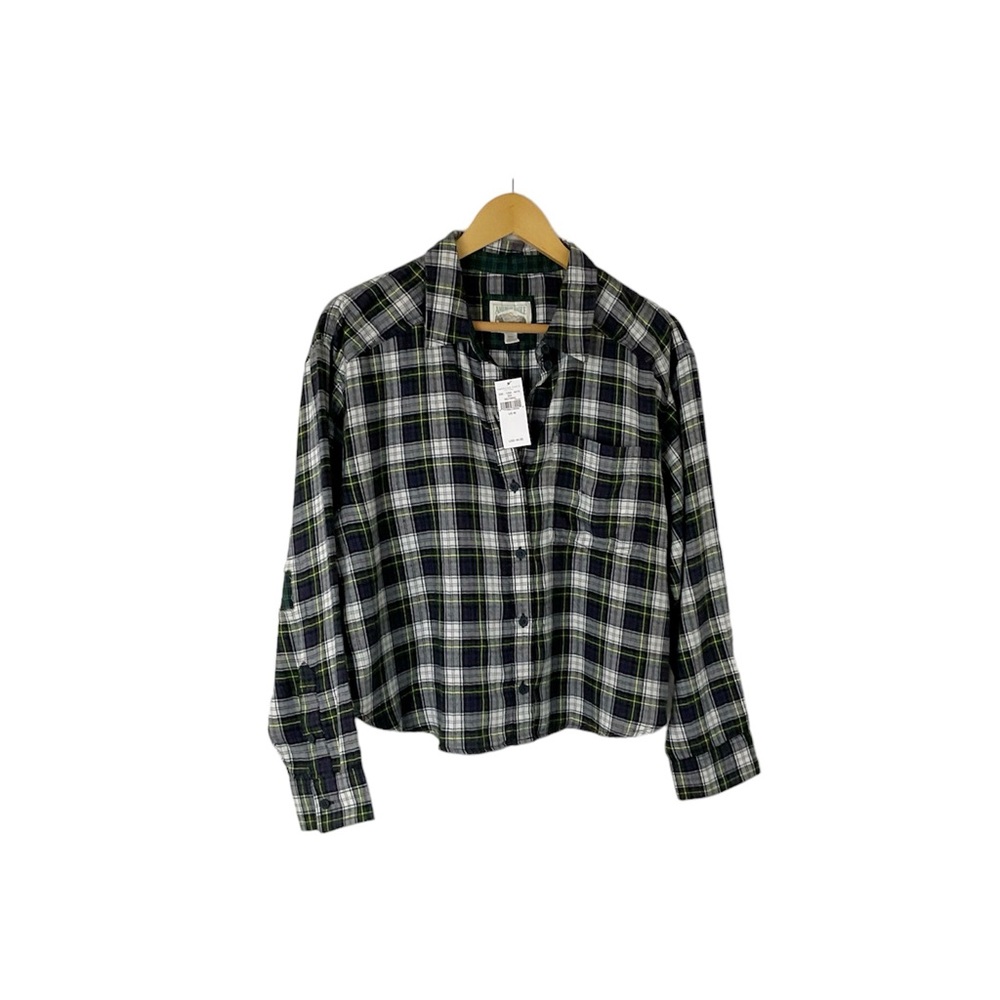 American Eagle Outfitters Plaid Button Down Lounge Flannel‎ Top Size Medium New